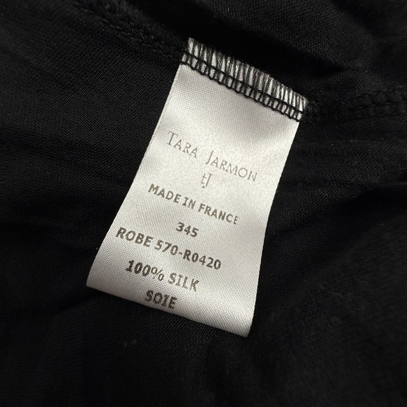 TARA JARMON 100% Silk Sleeveless Shift Black Dress Size 40 - Picture 8 of 9